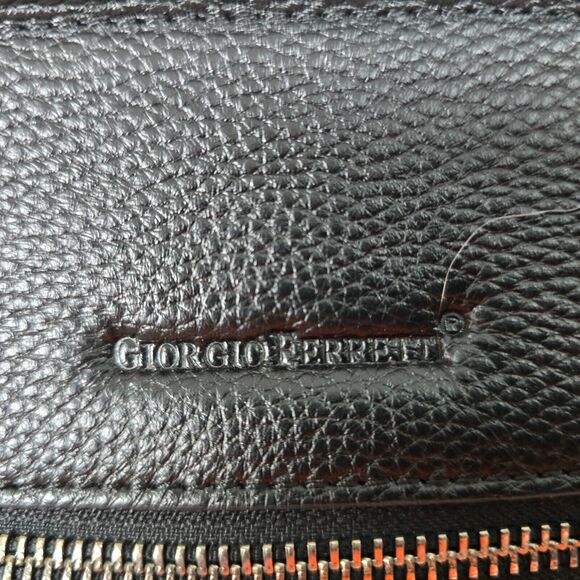 Giorgio Ferretti Satchel Black Italian Leather Double Handle 15" x 10" x 4" - Picture 3 of 16